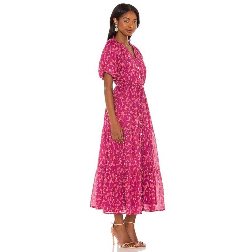 Banjanan Fuchsia Pink Floral Midi Dress